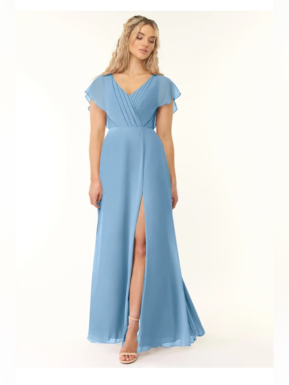 Azazie Rylee steel blue bridesmaid dress